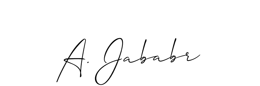 Also You can easily find your signature by using the search form. We will create A. Jababr name handwritten signature images for you free of cost using Allison_Script sign style. A. Jababr signature style 2 images and pictures png