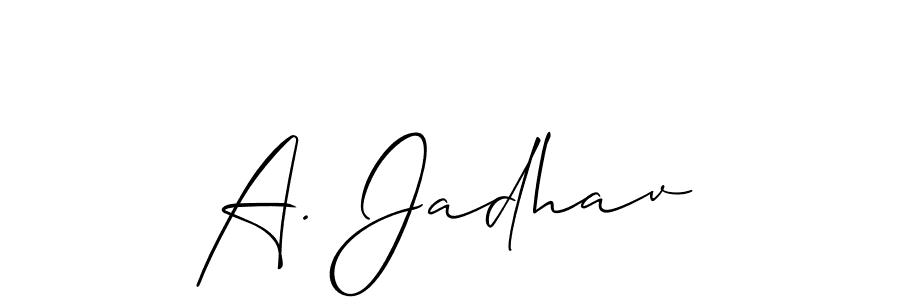 The best way (Allison_Script) to make a short signature is to pick only two or three words in your name. The name A. Jadhav include a total of six letters. For converting this name. A. Jadhav signature style 2 images and pictures png