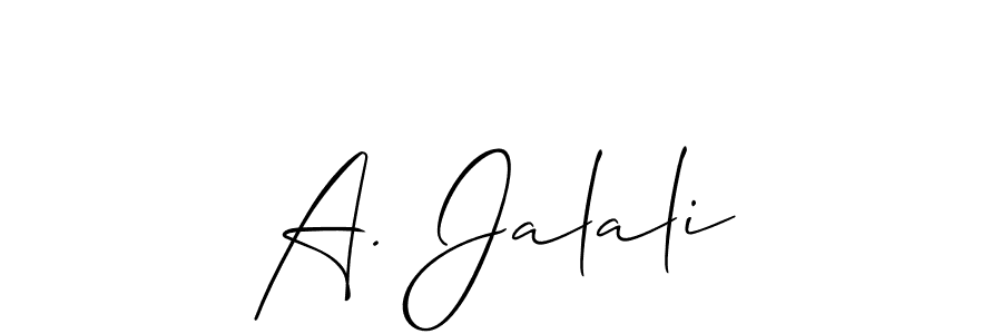 The best way (Allison_Script) to make a short signature is to pick only two or three words in your name. The name A. Jalali include a total of six letters. For converting this name. A. Jalali signature style 2 images and pictures png