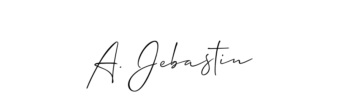 Also we have A. Jebastin name is the best signature style. Create professional handwritten signature collection using Allison_Script autograph style. A. Jebastin signature style 2 images and pictures png