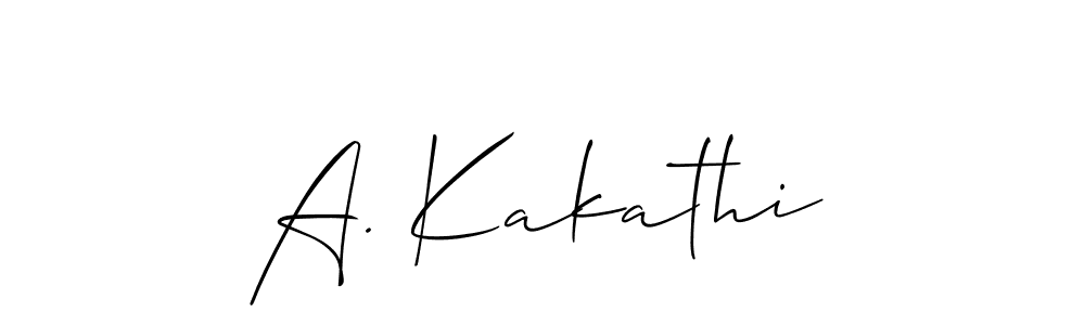 You should practise on your own different ways (Allison_Script) to write your name (A. Kakathi) in signature. don't let someone else do it for you. A. Kakathi signature style 2 images and pictures png