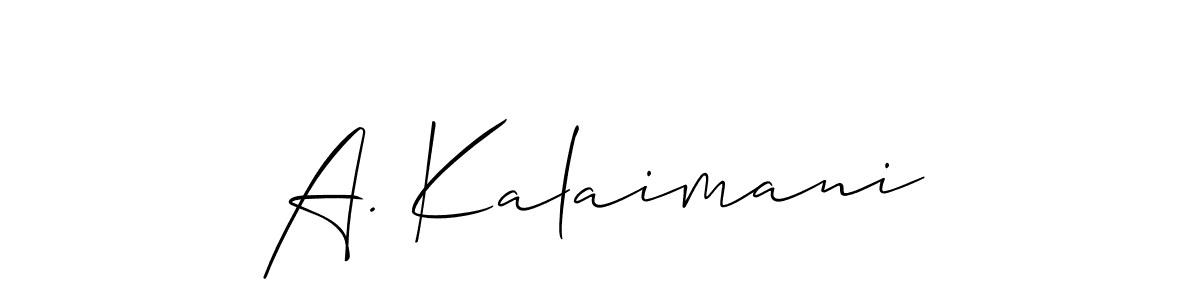 Use a signature maker to create a handwritten signature online. With this signature software, you can design (Allison_Script) your own signature for name A. Kalaimani. A. Kalaimani signature style 2 images and pictures png