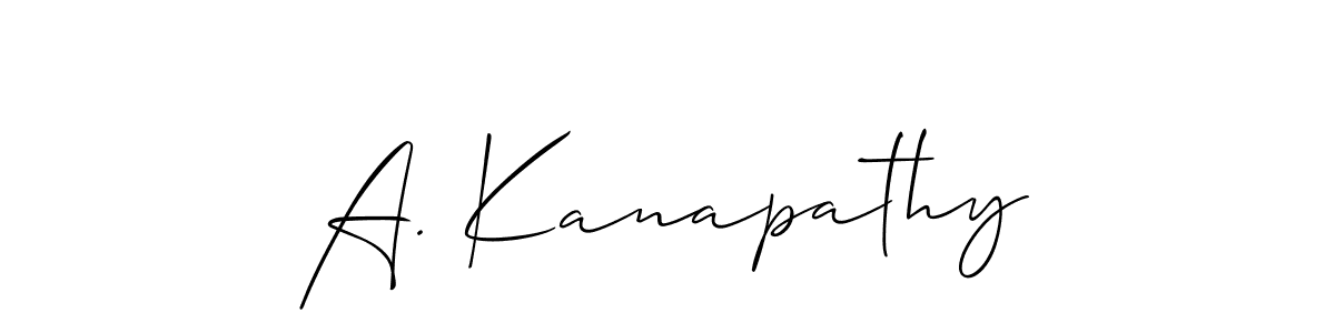 if you are searching for the best signature style for your name A. Kanapathy. so please give up your signature search. here we have designed multiple signature styles  using Allison_Script. A. Kanapathy signature style 2 images and pictures png