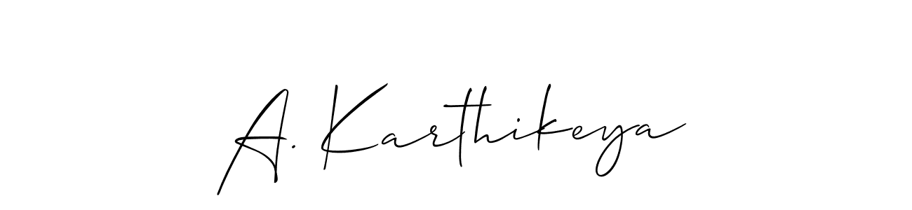 Allison_Script is a professional signature style that is perfect for those who want to add a touch of class to their signature. It is also a great choice for those who want to make their signature more unique. Get A. Karthikeya name to fancy signature for free. A. Karthikeya signature style 2 images and pictures png