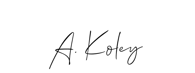 Make a beautiful signature design for name A. Koley. With this signature (Allison_Script) style, you can create a handwritten signature for free. A. Koley signature style 2 images and pictures png