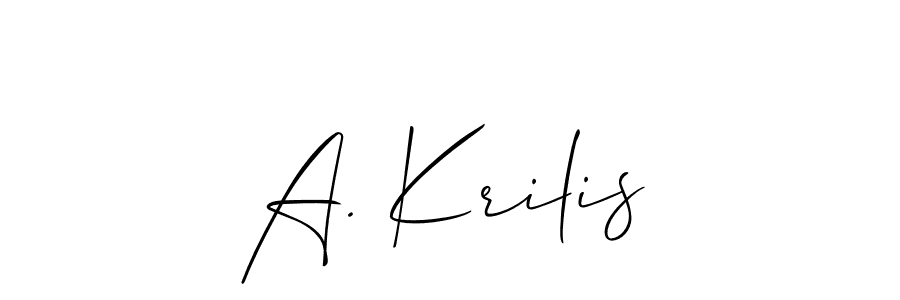 Similarly Allison_Script is the best handwritten signature design. Signature creator online .You can use it as an online autograph creator for name A. Krilis. A. Krilis signature style 2 images and pictures png