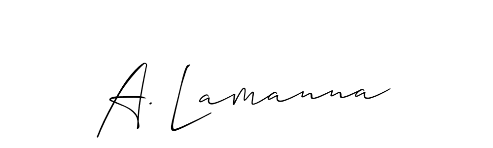 Allison_Script is a professional signature style that is perfect for those who want to add a touch of class to their signature. It is also a great choice for those who want to make their signature more unique. Get A. Lamanna name to fancy signature for free. A. Lamanna signature style 2 images and pictures png