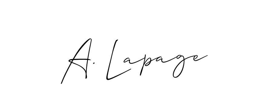 Also we have A. Lapage name is the best signature style. Create professional handwritten signature collection using Allison_Script autograph style. A. Lapage signature style 2 images and pictures png
