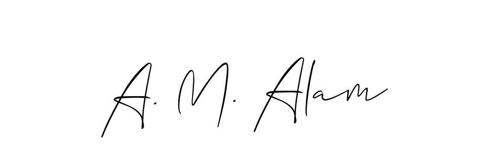 How to make A. M. Alam name signature. Use Allison_Script style for creating short signs online. This is the latest handwritten sign. A. M. Alam signature style 2 images and pictures png