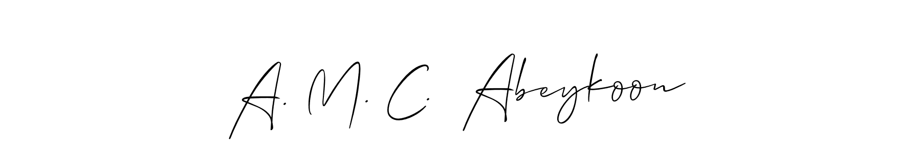 Check out images of Autograph of A. M. C.  Abeykoon name. Actor A. M. C.  Abeykoon Signature Style. Allison_Script is a professional sign style online. A. M. C.  Abeykoon signature style 2 images and pictures png