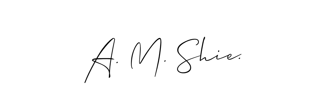 Allison_Script is a professional signature style that is perfect for those who want to add a touch of class to their signature. It is also a great choice for those who want to make their signature more unique. Get A. M. Shie. name to fancy signature for free. A. M. Shie. signature style 2 images and pictures png