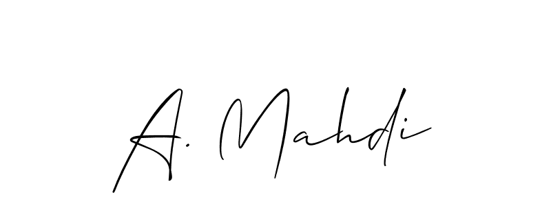 Similarly Allison_Script is the best handwritten signature design. Signature creator online .You can use it as an online autograph creator for name A. Mahdi. A. Mahdi signature style 2 images and pictures png