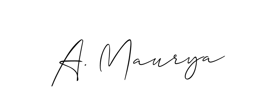 Allison_Script is a professional signature style that is perfect for those who want to add a touch of class to their signature. It is also a great choice for those who want to make their signature more unique. Get A. Maurya name to fancy signature for free. A. Maurya signature style 2 images and pictures png