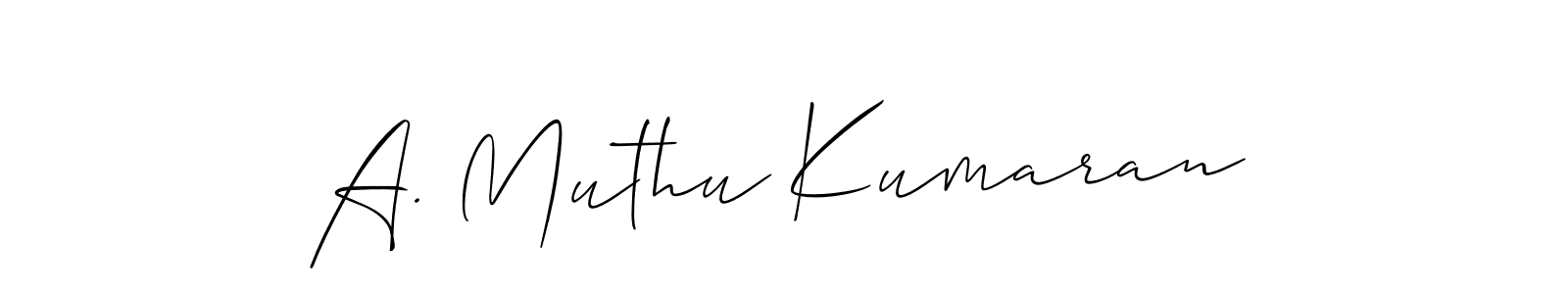 if you are searching for the best signature style for your name A. Muthu Kumaran. so please give up your signature search. here we have designed multiple signature styles  using Allison_Script. A. Muthu Kumaran signature style 2 images and pictures png