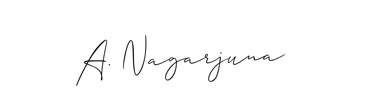 Allison_Script is a professional signature style that is perfect for those who want to add a touch of class to their signature. It is also a great choice for those who want to make their signature more unique. Get A. Nagarjuna name to fancy signature for free. A. Nagarjuna signature style 2 images and pictures png