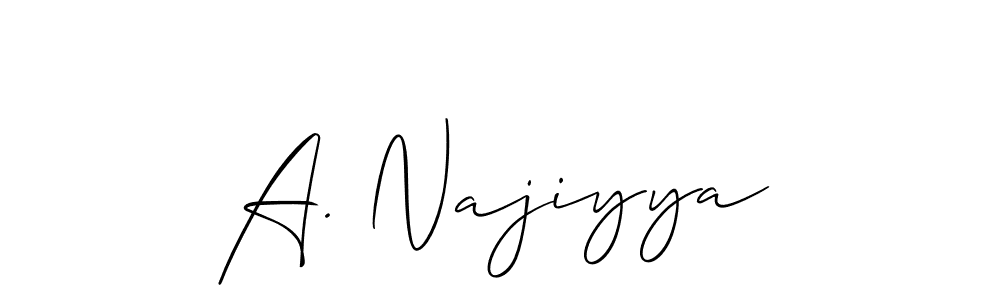 How to make A. Najiyya name signature. Use Allison_Script style for creating short signs online. This is the latest handwritten sign. A. Najiyya signature style 2 images and pictures png