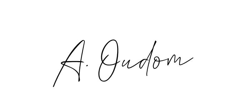 How to make A. Oudom name signature. Use Allison_Script style for creating short signs online. This is the latest handwritten sign. A. Oudom signature style 2 images and pictures png