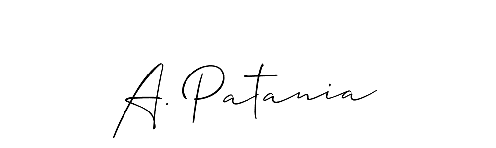 Similarly Allison_Script is the best handwritten signature design. Signature creator online .You can use it as an online autograph creator for name A. Patania. A. Patania signature style 2 images and pictures png