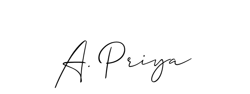 You should practise on your own different ways (Allison_Script) to write your name (A. Priya) in signature. don't let someone else do it for you. A. Priya signature style 2 images and pictures png