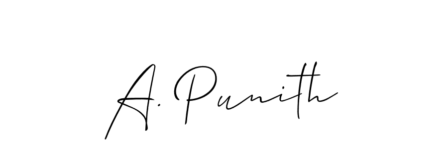 Allison_Script is a professional signature style that is perfect for those who want to add a touch of class to their signature. It is also a great choice for those who want to make their signature more unique. Get A. Punith name to fancy signature for free. A. Punith signature style 2 images and pictures png