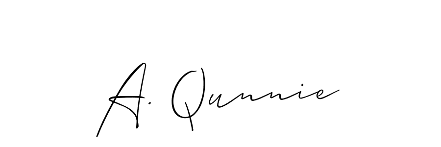 Check out images of Autograph of A. Qunnie name. Actor A. Qunnie Signature Style. Allison_Script is a professional sign style online. A. Qunnie signature style 2 images and pictures png