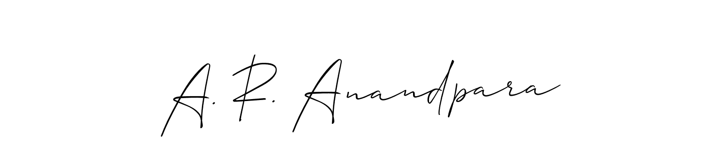 Also You can easily find your signature by using the search form. We will create A. R. Anandpara name handwritten signature images for you free of cost using Allison_Script sign style. A. R. Anandpara signature style 2 images and pictures png