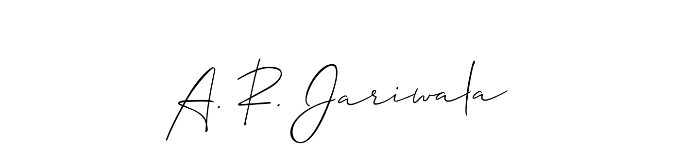 How to make A. R. Jariwala name signature. Use Allison_Script style for creating short signs online. This is the latest handwritten sign. A. R. Jariwala signature style 2 images and pictures png