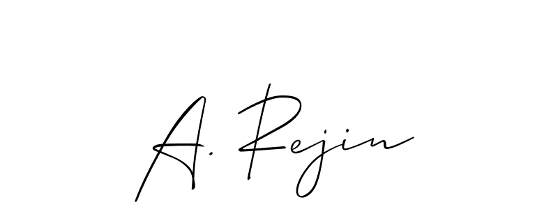 The best way (Allison_Script) to make a short signature is to pick only two or three words in your name. The name A. Rejin include a total of six letters. For converting this name. A. Rejin signature style 2 images and pictures png