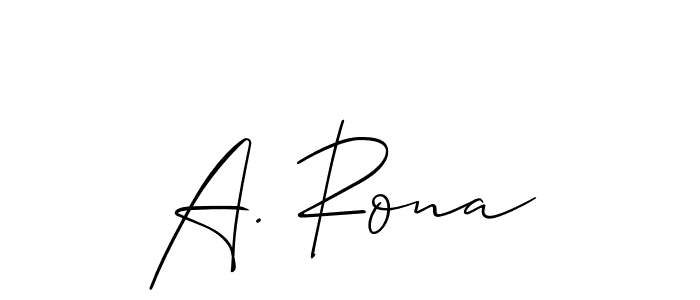 Make a short A. Rona signature style. Manage your documents anywhere anytime using Allison_Script. Create and add eSignatures, submit forms, share and send files easily. A. Rona signature style 2 images and pictures png