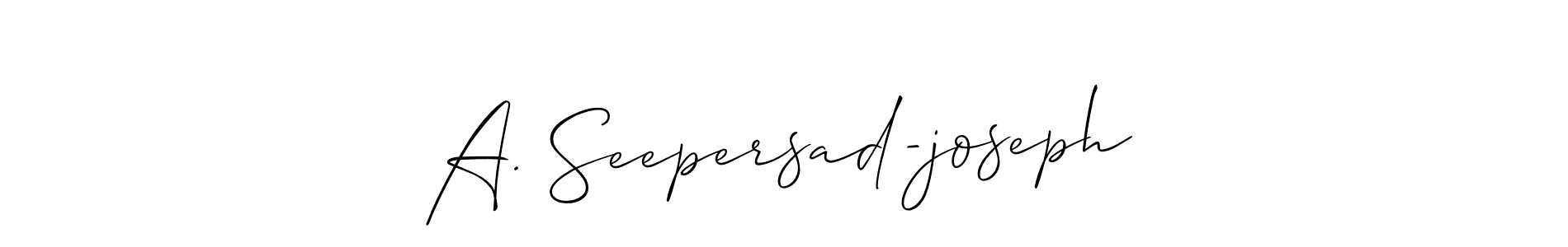 See photos of A. Seepersad-joseph official signature by Spectra . Check more albums & portfolios. Read reviews & check more about Allison_Script font. A. Seepersad-joseph signature style 2 images and pictures png