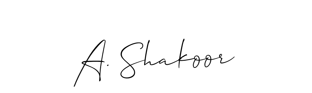 Create a beautiful signature design for name A. Shakoor. With this signature (Allison_Script) fonts, you can make a handwritten signature for free. A. Shakoor signature style 2 images and pictures png