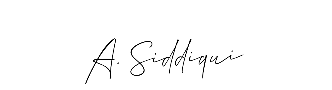 Design your own signature with our free online signature maker. With this signature software, you can create a handwritten (Allison_Script) signature for name A. Siddiqui. A. Siddiqui signature style 2 images and pictures png