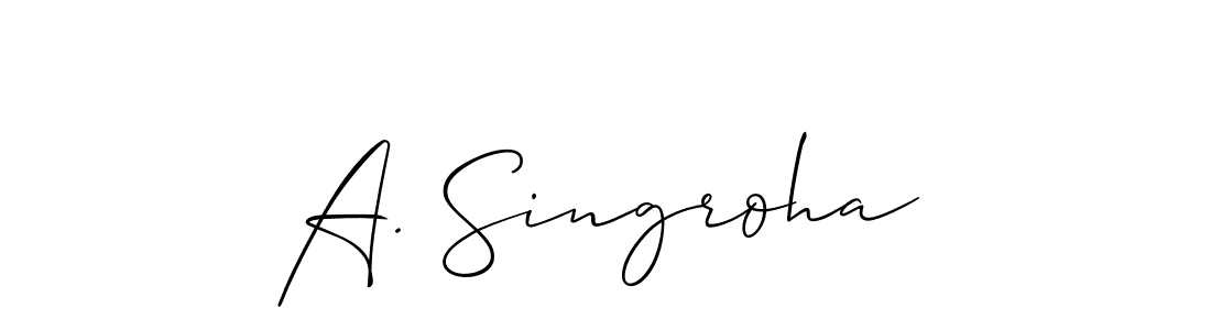 Check out images of Autograph of A. Singroha name. Actor A. Singroha Signature Style. Allison_Script is a professional sign style online. A. Singroha signature style 2 images and pictures png