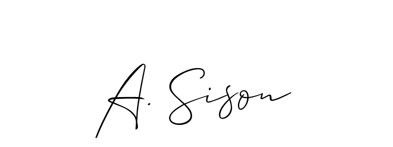 The best way (Allison_Script) to make a short signature is to pick only two or three words in your name. The name A. Sison include a total of six letters. For converting this name. A. Sison signature style 2 images and pictures png