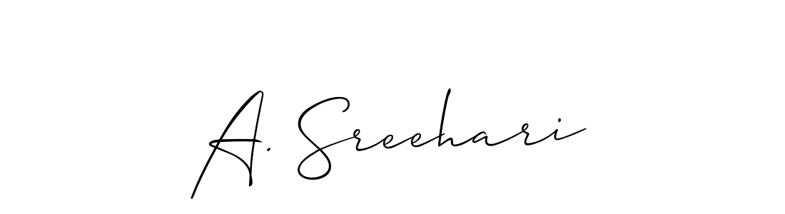 Also You can easily find your signature by using the search form. We will create A. Sreehari name handwritten signature images for you free of cost using Allison_Script sign style. A. Sreehari signature style 2 images and pictures png