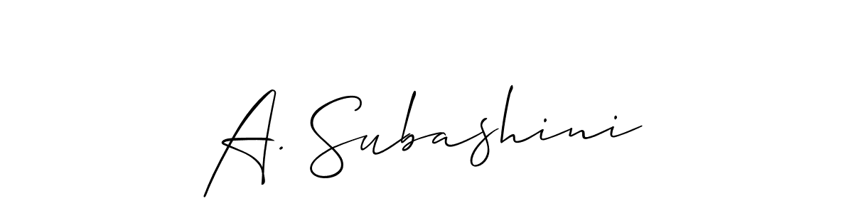 Use a signature maker to create a handwritten signature online. With this signature software, you can design (Allison_Script) your own signature for name A. Subashini. A. Subashini signature style 2 images and pictures png