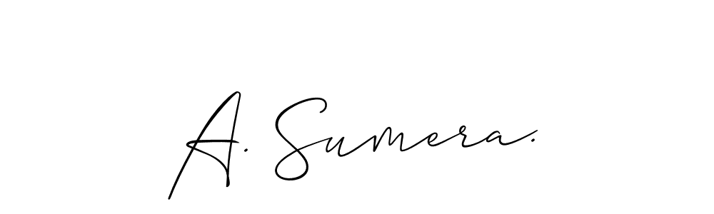 The best way (Allison_Script) to make a short signature is to pick only two or three words in your name. The name A. Sumera. include a total of six letters. For converting this name. A. Sumera. signature style 2 images and pictures png