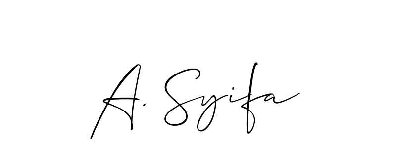 This is the best signature style for the A. Syifa name. Also you like these signature font (Allison_Script). Mix name signature. A. Syifa signature style 2 images and pictures png