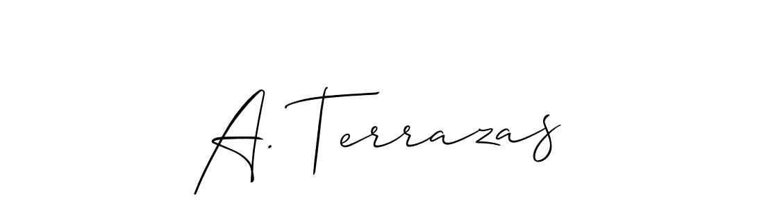 How to make A. Terrazas name signature. Use Allison_Script style for creating short signs online. This is the latest handwritten sign. A. Terrazas signature style 2 images and pictures png