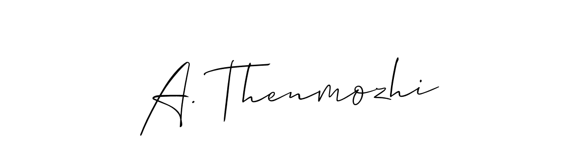 Check out images of Autograph of A. Thenmozhi name. Actor A. Thenmozhi Signature Style. Allison_Script is a professional sign style online. A. Thenmozhi signature style 2 images and pictures png