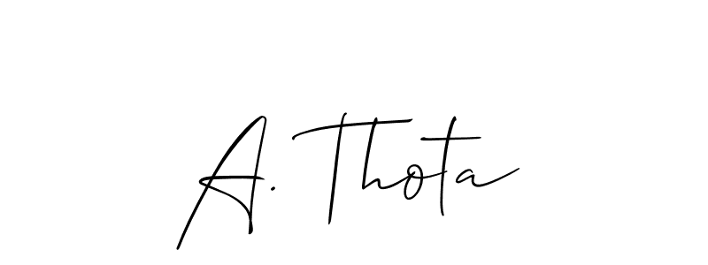 You should practise on your own different ways (Allison_Script) to write your name (A. Thota) in signature. don't let someone else do it for you. A. Thota signature style 2 images and pictures png