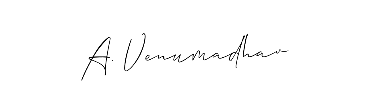 Make a beautiful signature design for name A. Venumadhav. With this signature (Allison_Script) style, you can create a handwritten signature for free. A. Venumadhav signature style 2 images and pictures png