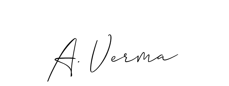 Similarly Allison_Script is the best handwritten signature design. Signature creator online .You can use it as an online autograph creator for name A. Verma. A. Verma signature style 2 images and pictures png