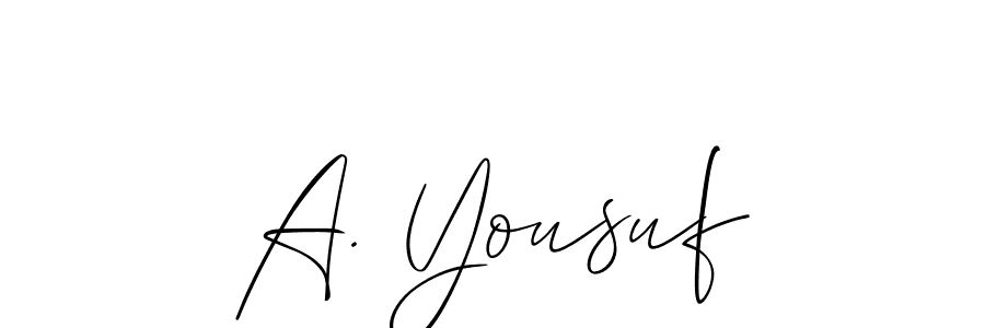 Also we have A. Yousuf name is the best signature style. Create professional handwritten signature collection using Allison_Script autograph style. A. Yousuf signature style 2 images and pictures png