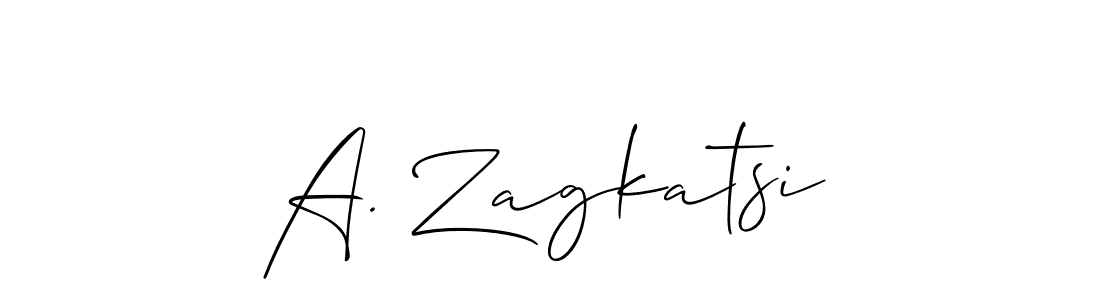You should practise on your own different ways (Allison_Script) to write your name (A. Zagkatsi) in signature. don't let someone else do it for you. A. Zagkatsi signature style 2 images and pictures png
