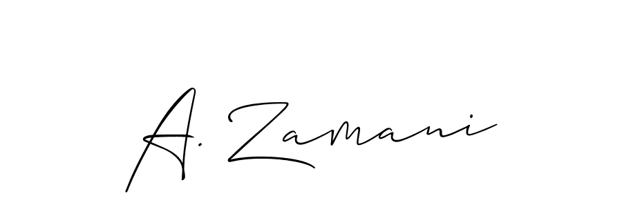 The best way (Allison_Script) to make a short signature is to pick only two or three words in your name. The name A. Zamani include a total of six letters. For converting this name. A. Zamani signature style 2 images and pictures png