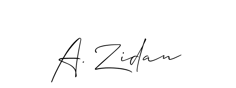 Also we have A. Zidan name is the best signature style. Create professional handwritten signature collection using Allison_Script autograph style. A. Zidan signature style 2 images and pictures png