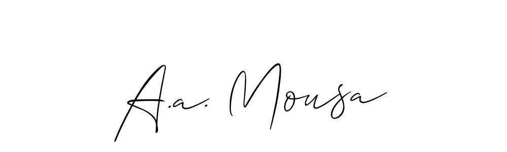 Allison_Script is a professional signature style that is perfect for those who want to add a touch of class to their signature. It is also a great choice for those who want to make their signature more unique. Get A.a. Mousa name to fancy signature for free. A.a. Mousa signature style 2 images and pictures png