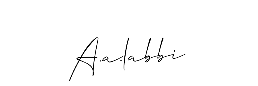 The best way (Allison_Script) to make a short signature is to pick only two or three words in your name. The name A.a.labbi include a total of six letters. For converting this name. A.a.labbi signature style 2 images and pictures png