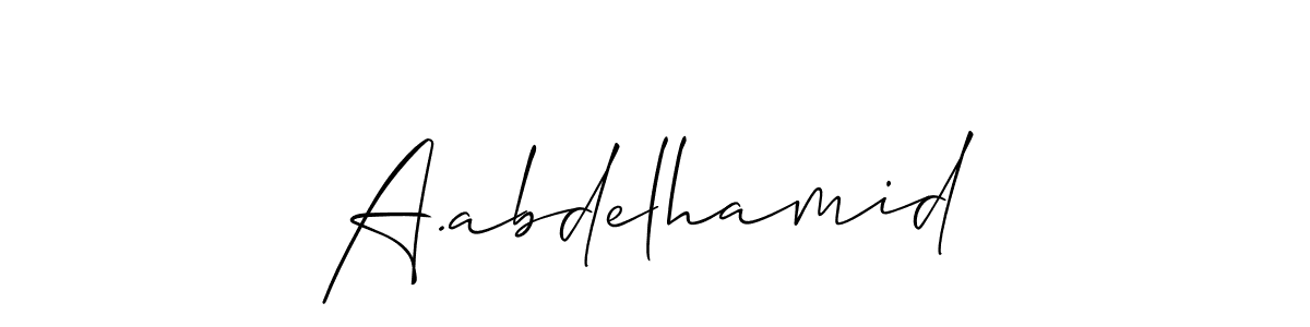 Make a short A.abdelhamid signature style. Manage your documents anywhere anytime using Allison_Script. Create and add eSignatures, submit forms, share and send files easily. A.abdelhamid signature style 2 images and pictures png